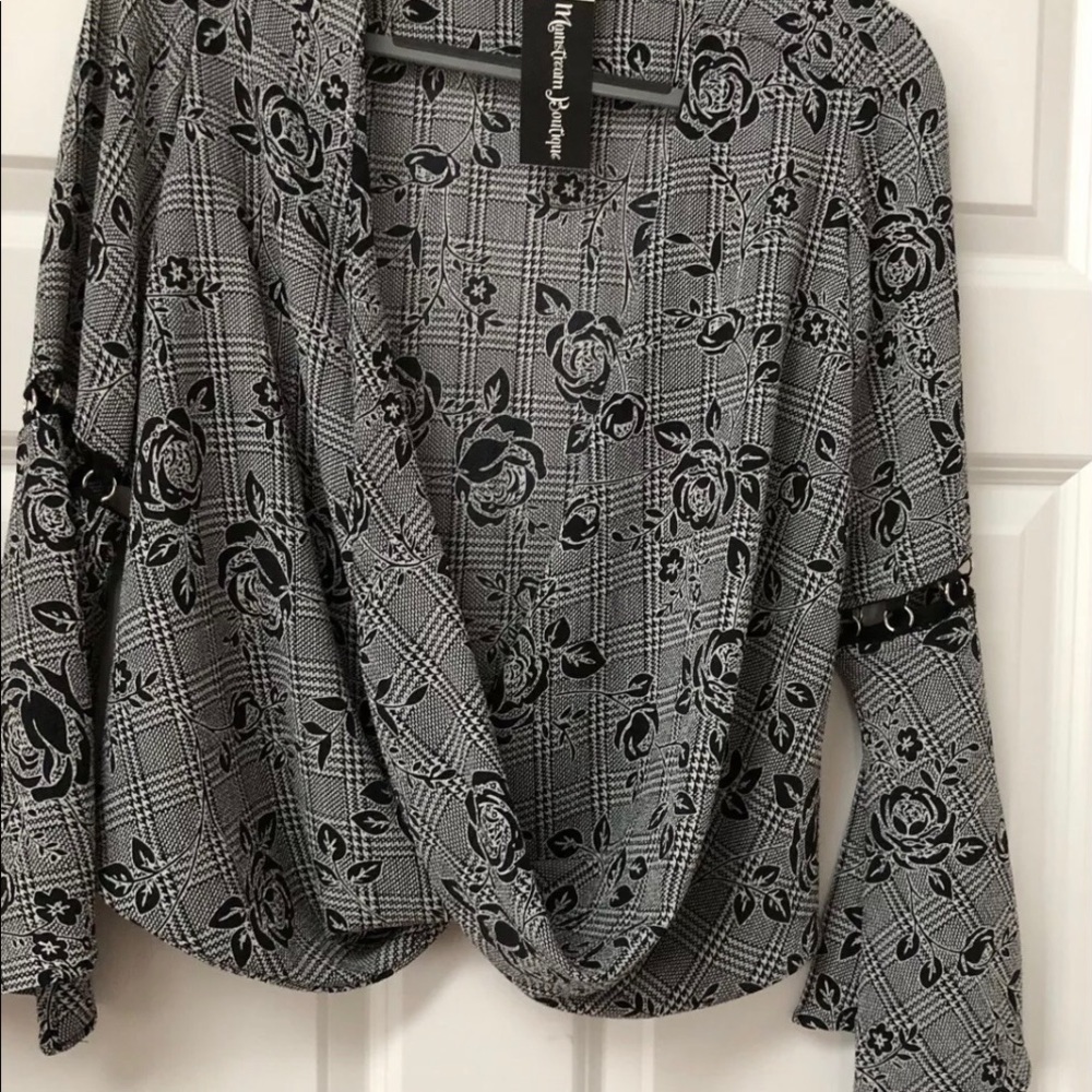 Ariella Crossover Print Blouse/ bell sleeves